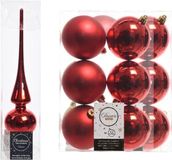 Decoris Kaemingk B.V. Kerstboom decoratie rood piek en 12x kerstballen 8 cm