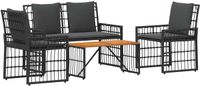 vidaXL Buitenmeubelset 4 st Zwart en Donkergrijs Staal en Poly Rattan