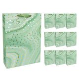 Idena 30374-10 - Geschenkzakjes Dot, 10 stuks, geschenkzakjes in de maat 25 x 8 x 34,5 cm, papieren zakjes in mintgroen met gouden stippen