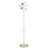 Unilux Bora Bamboo Staande kapstok, wit-bamboe, 6 kledinghaken, parasolhouder en afdruipbak