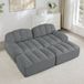 Pangivo Canapé modulable 2 places avec 2 poufs en polaire granulée et mousse haute densité 32d, gris