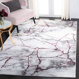 Safavieh Craft Collection CFT877S Modern Abstract Rug, 122 x 183 cm, Grey/Wine