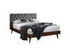 Lit deux personnes en bois massif et tissu polyester 160 x 200cm