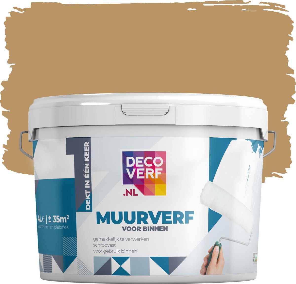 Decoverf.nl Decoverf muurverf mat, caramel, 4L - 8719743417991