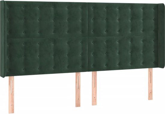 vidaXL Hoofdbord met randen 203x16x118/128 cm fluweel donkergroen