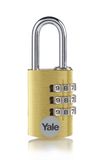 Yale YE3CB/20/121/1/GO Hangslot Conventioneel Combinatieslot 3 Cijfers Zilver Aluminium Staal U-vormig 2,1 cm x 3,3 cm x 3 mm 1 stuk(s)