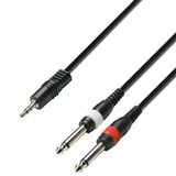 Adam Hall Cables 3 STAR YWPP 0100 Y-kabel 2 x jack TS naar minijack TRS | 1 m