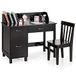 COSTWAY Kinderbureauset, bruin, 86 x 42 x 81 cm