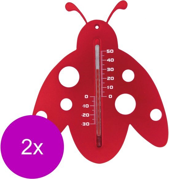 Nature Muurthermometer - Lieveheersbeestje - Thermometer - 2 x Rood