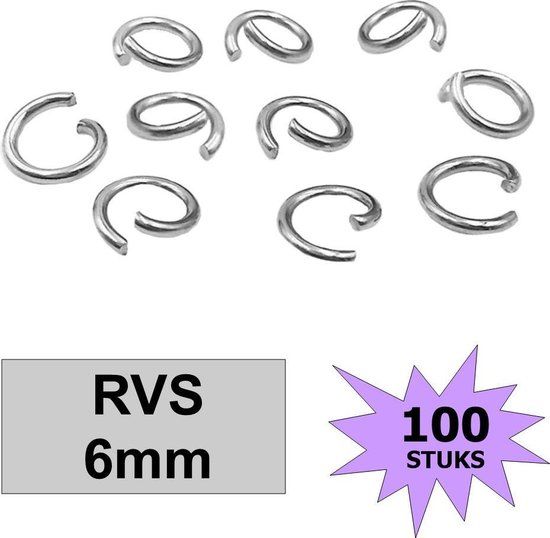 Fako Bijoux® Jump Ring - 6mm - 100 stuks - RVS Zilver - Sieraden Maken