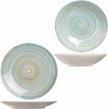 Cosy & Trendy Turbolino Bordenset 6x diep bord en 6x dinerbord blauw 21 cm - 27 cm