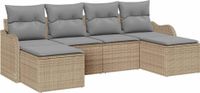 vidaXL Tuinbank Set 6-delig Beige Polyrattan