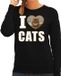 Bellatio Decorations I love cats Trui met Dierenfoto van een Bruine Kat Zwart voor Dames - Cadeau Sweater Katten Liefhebber S