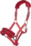 HKM Nylonhalster -Glitter- polarfleece voering rood Pony