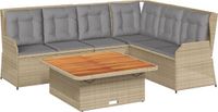 vidaXL 5-delige loungeset met kussens, polyrattan, beige