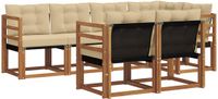 vidaXL Hoek loungeset 7-zits Acaciahout Natuurlijk en Beige