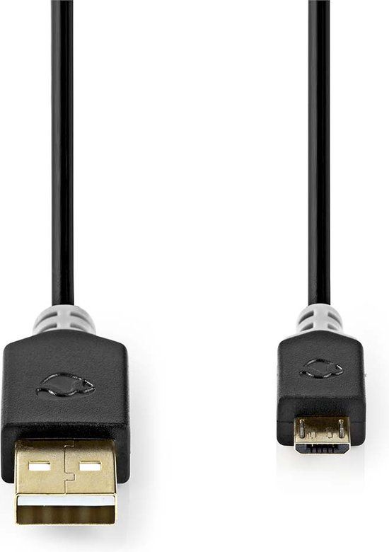 Nedis USB-kabel - USB 2.0 - USB-A Male - USB Micro-B Male - 2m - Antraciet