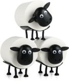 KITDAHOM Set van 3 Schapen Toiletrolhouders - Grappige Toiletrolhouder 16 x 10 x 9 cm - Kunststof - Zwart