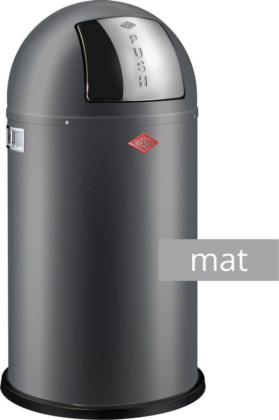 Wesco Pushboy afvalbak - 50 liter - roestvrij staal - matgrafiet