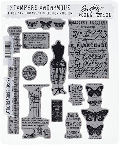 Stampers Anonymous Tim Holtz Cling Rubber Stempel Set 7" x 8.5", Zolder Schatten