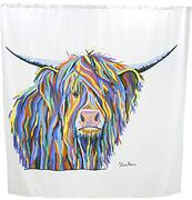 Croydex AF304022H Angus McCoo Art van Steven Bruin douchegordijn met hygiëne 'N' Clean Anti-Microbiaal behandeld oppervlak, Wit, 1800mm x 1800mm