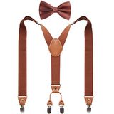 GUCHOL Bretels, vlinderdas voor heren en dames, zware elastische brede bretels, sterk, 4 metalen clips, verstelbaar