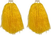 Merkloos Cheerball/pompom - 4x - geel - met ringgreep - 33 cm - cheerleader verkleed accessoires