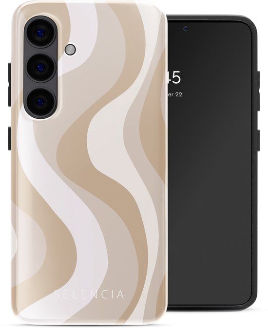 Selencia Hoesje - Geschikt voor Samsung Galaxy S24 - Backcover - Desert Waves Beige