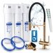 Ari robinet de cuisine 3 voies Highflex, laiton, robinet d'évier extractible. Incluant le système de filtration d'eau Aquaphor Kristall H