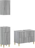 vidaXL - 3-delig - badkamerkast - set - ARNHEM - Grijs - Sonoma - Bewerkt - hout