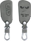 kwmobile autosleutelhoes geschikt voor VW Golf 8 3-knops autosleutel - beschermhoes van imitatieleer - Don't Touch My Key design - grijs