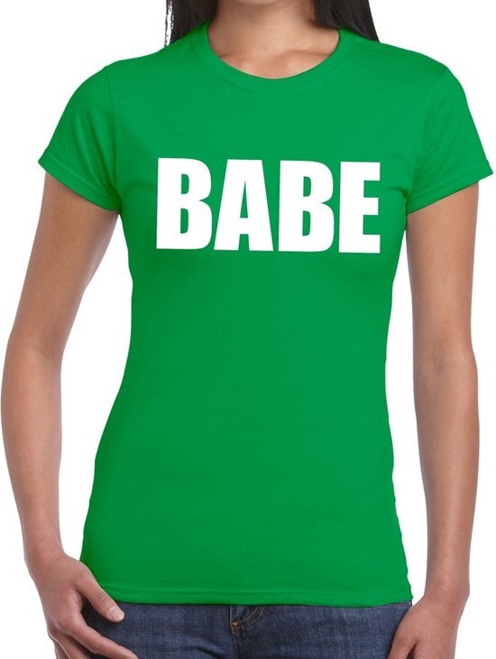 Bellatio Decorations Babe tekst t-shirt groen dames L