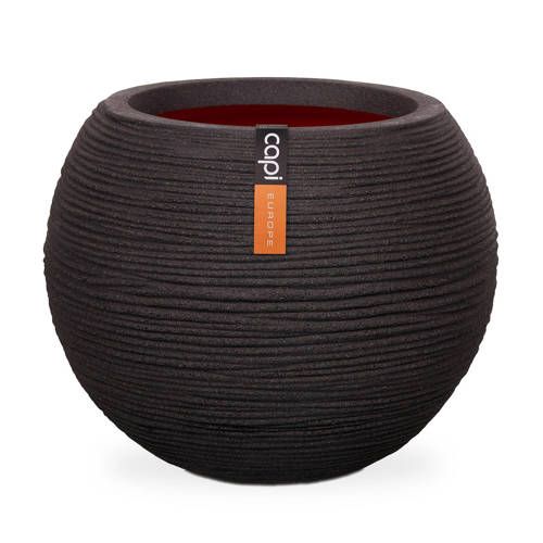 Capi Nature Rib Vaas Bol Bloempot - 40 cm - Zwart