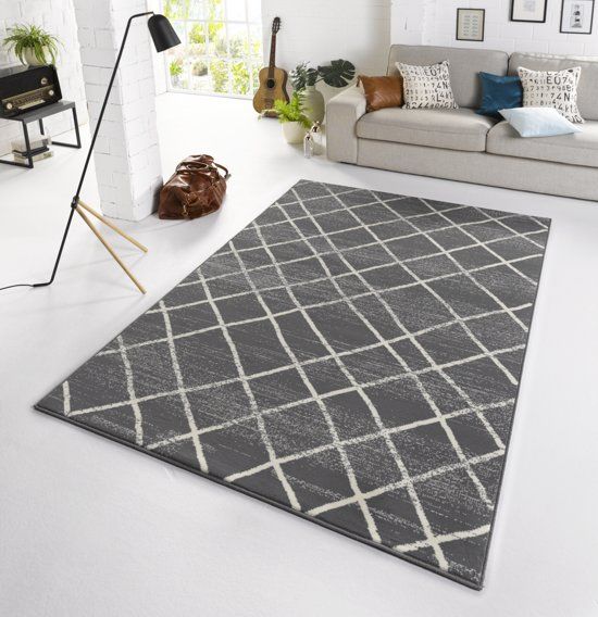 Zala Living Vloerkleed Design rhombe grijs / creme 70x140cm