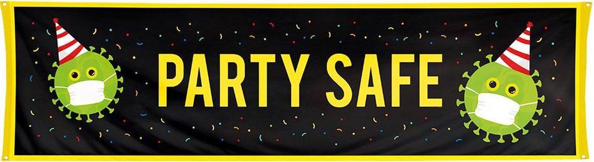 Boland 44621 Party Safe Banner - 50 x 180 cm - Virus - Mondkapje