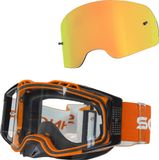Schnorr MX Pro Orange - Lunettes de motocross | Verres transparents (S0), anti-buée, système tear-off/roll-off avec verres interchangeables, orange miroir