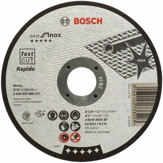 Bosch Doorslijpschijf recht Best for Inox - Rapido A 60 W INOX BF, 125 mm, 22,23 mm, 0,8 mm 1st