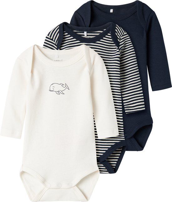 NAME IT NBNBODY 3P LS Y/D CORE 2 NOOS Unisex Rompertje - Maat 68