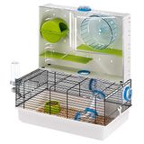 Ferplast Kooi voor hamsters en muizen, OLIMPIA, kooi met speelruimte en accessoires, 46 x 29,5 xh 54 cm Zwart.