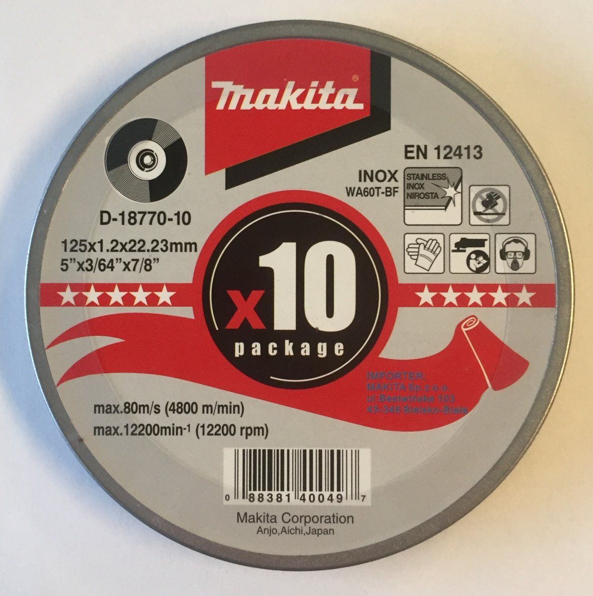 Makita 10 doorslijpschijven 125 x 1