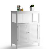BAKAJI Badkamerkast met twee deuren, dubbele opening, plank, meubels, hout, MDF, modern design, huis, ruimtebesparend, binnenplanken, wit, 60 x 30 x 80 cm