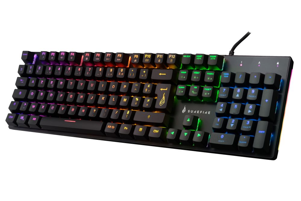 SureFire KingPin M2 Gaming Keyboard - AZERTY - French - RGB LED - Black/Metallic