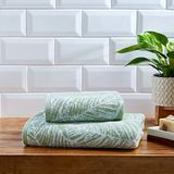 Fusion Badkamer - Matteo - 100% Katoen Jacquard Handdoek - 50 x 90cm in Khaki
