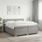 vidaXL Boxspringbed met matras Lichtgrijs 200 x 200 cm Stof