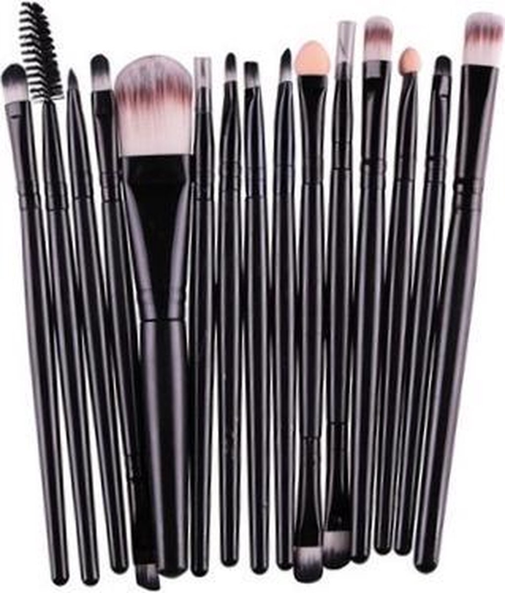 Fashion Favorite 15-delige Make-up Kwasten/Brush Set | Zwart |