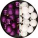 Decoris Kleine Kerstballen - 28x stuks - Parelmoer Wit en Paars - 3 cm - Kunststof