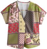 Next - Dames - Overheadblouse met V-hals en korte mouwen - Bruin