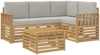 vidaXL Hoek loungeset 5-delig Wit en Lichtgrijs Polyester Inclusief Tafel