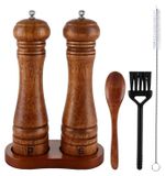 Ensemble de moulins à sel et poivre en bois avec cuillère et brosse