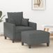Maison Exclusive - Fauteuil met voetenbankje, donkergrijs, 60 cm, gestoffeerd